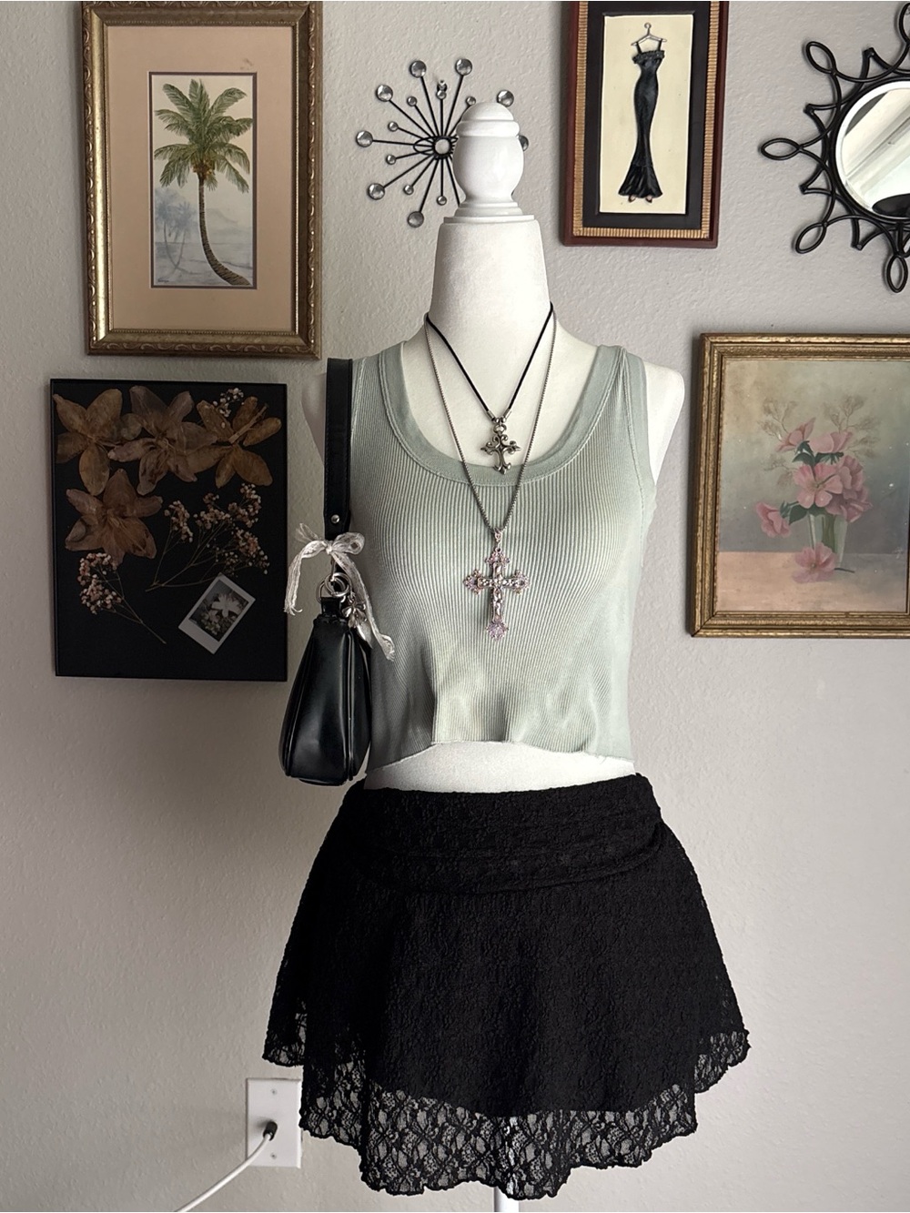 Cropped Mint Ribbed Tank Top